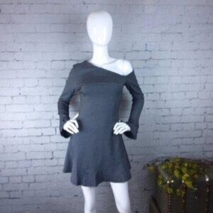 Bobi Black Asymmetrical Bell Sleeve Skater Dress Small